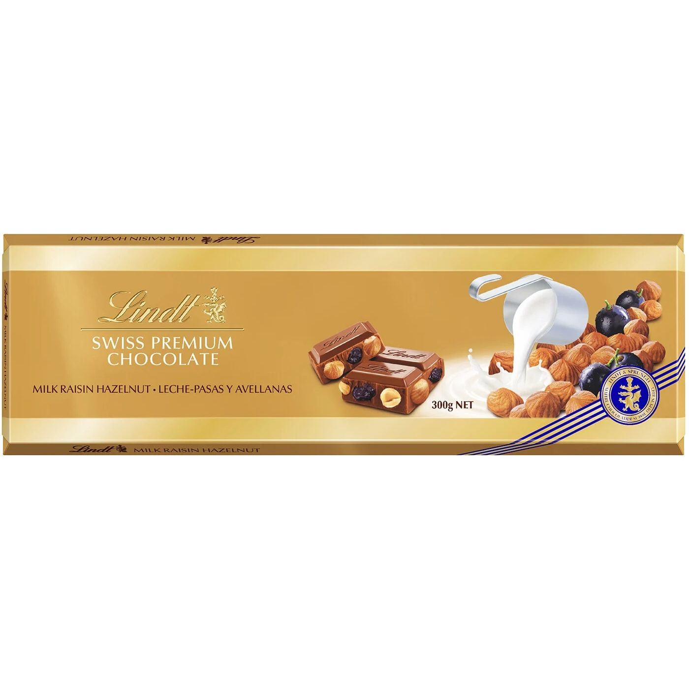Шоколад молочный Lindt Gold Tablets с изюмом и орешками 300 г - фото 1