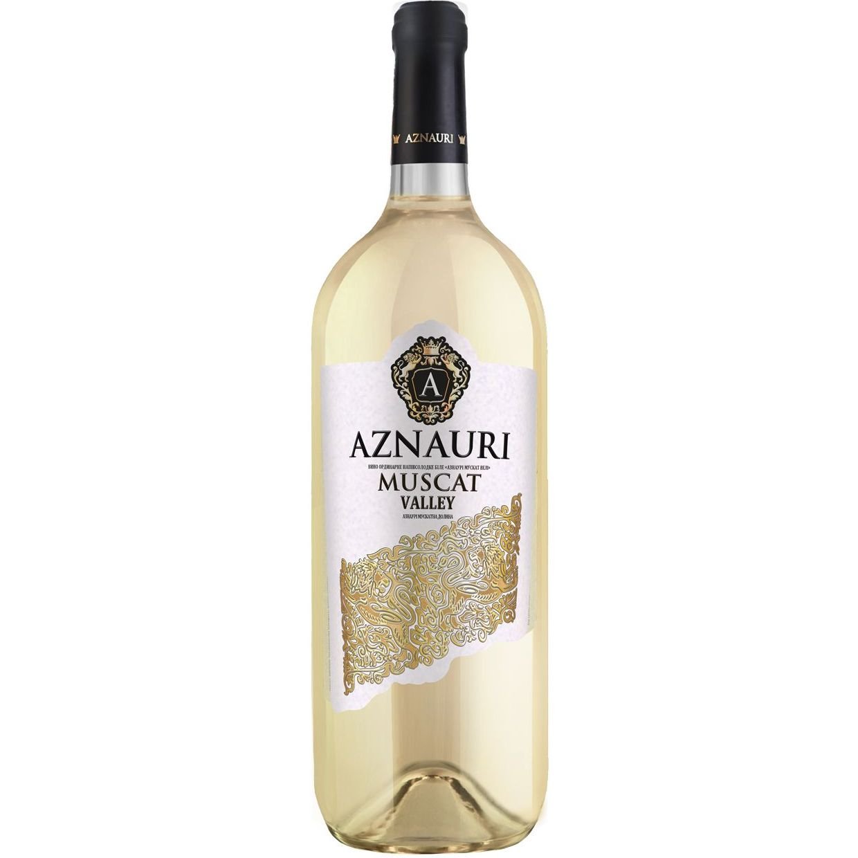 Вино Aznauri Muscat Valley, біле, напівсолодке, 1,5 л - фото 1