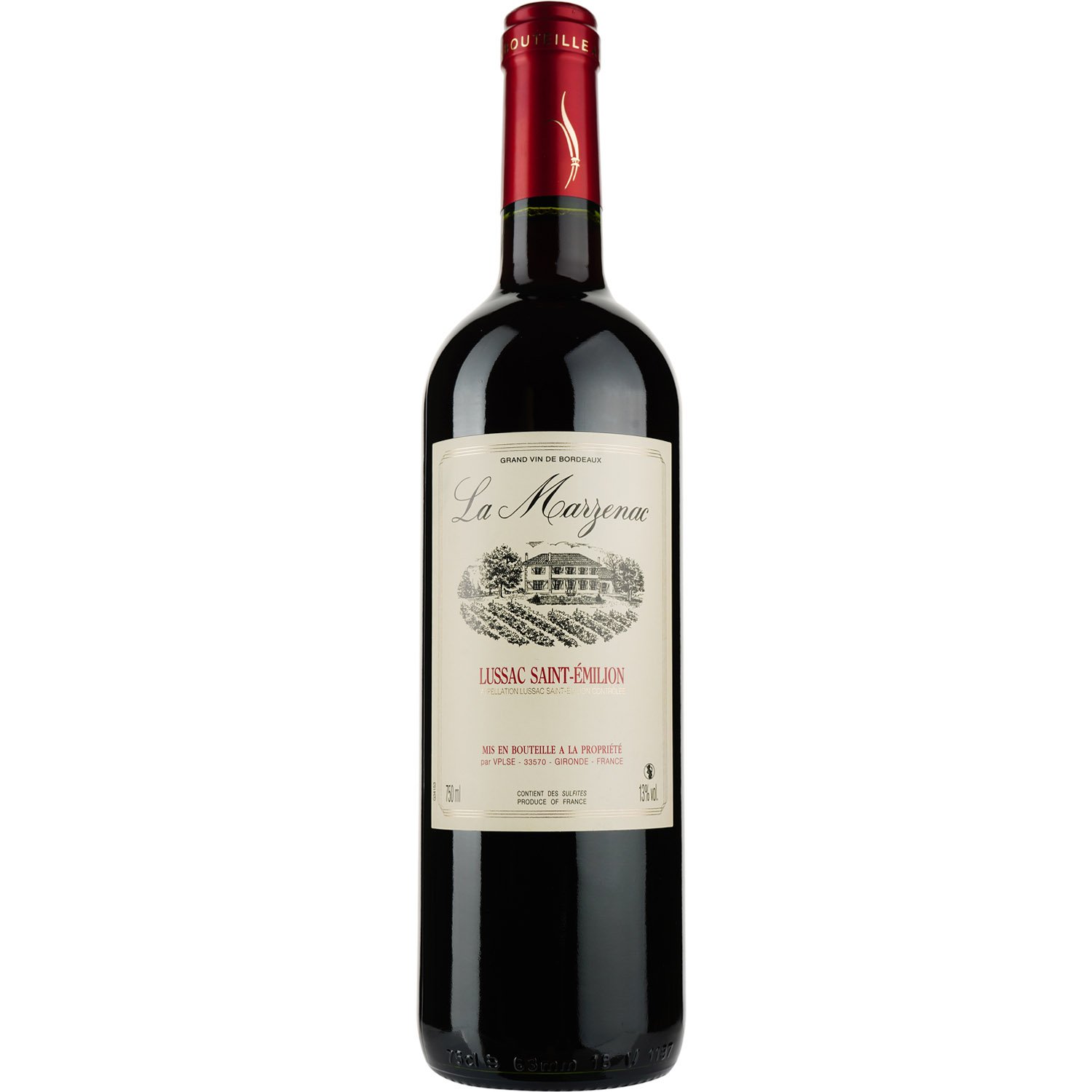 Вино La Marzenac AOP Lussac Saint Emilion 2017, красное, сухое, 0,75 л - фото 1