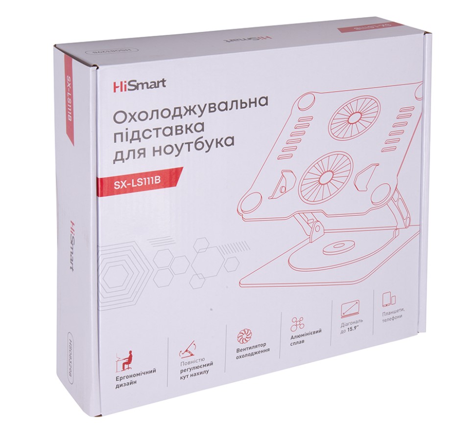 Охолоджувальна підставка для ноутбука 16 дюймів HiSmart SXLS111B 2xFan - фото 7