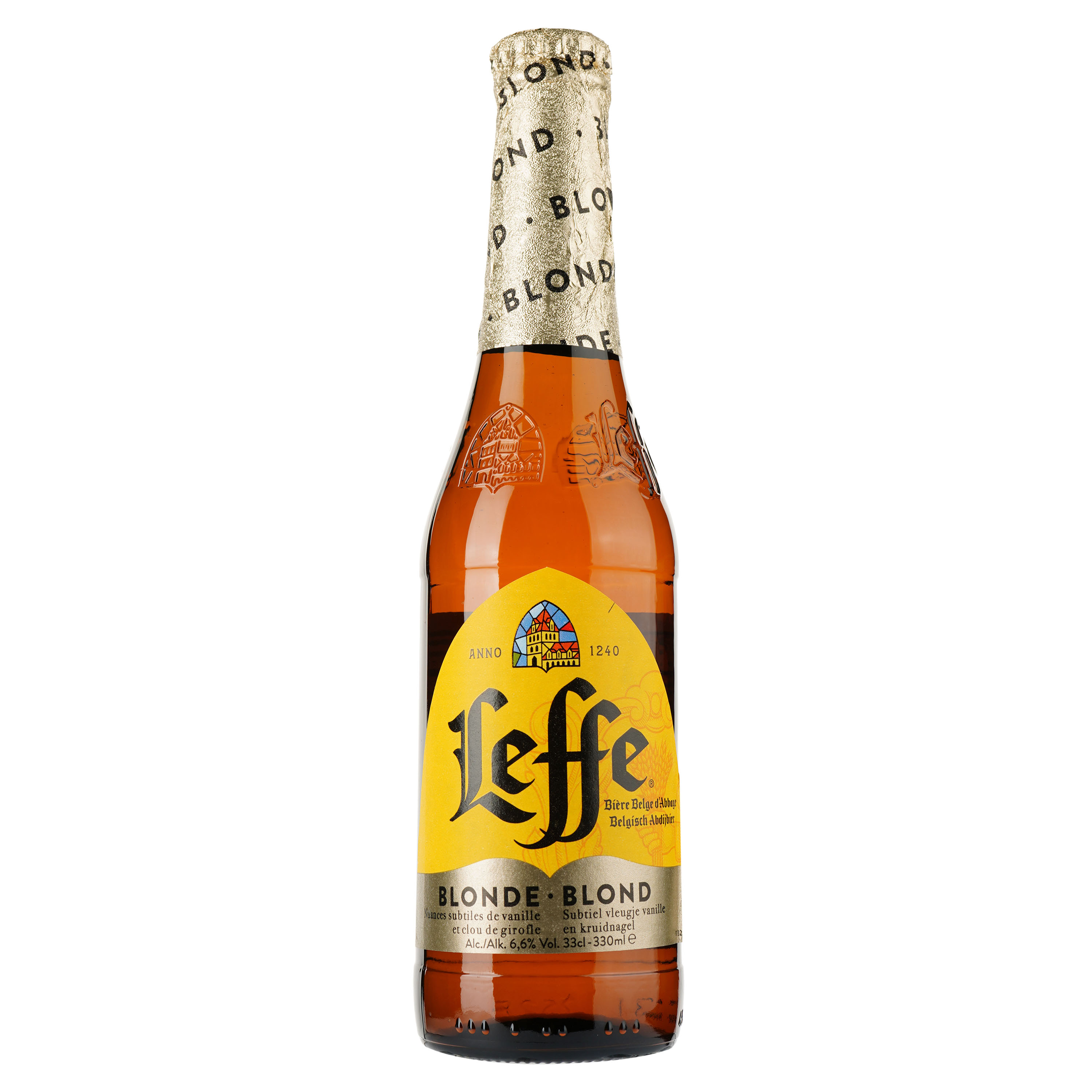 Пиво Leffe Blonde, светлое, фильтрованное, 6,6%, 0,33 л (31576) - фото 1