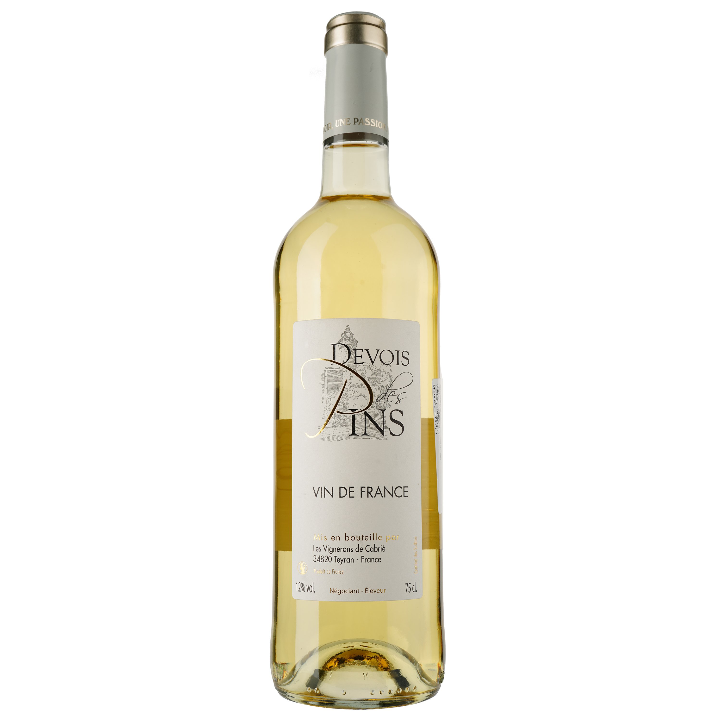 Вино Devois des Pins Blanc Vin de France, белое, сухое, 0.75 л - фото 1