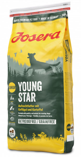 Беззерновий сухий корм для молодих собак Josera Youngstar, з м'ясом птиці і картоплею, 0,9 кг - фото 1