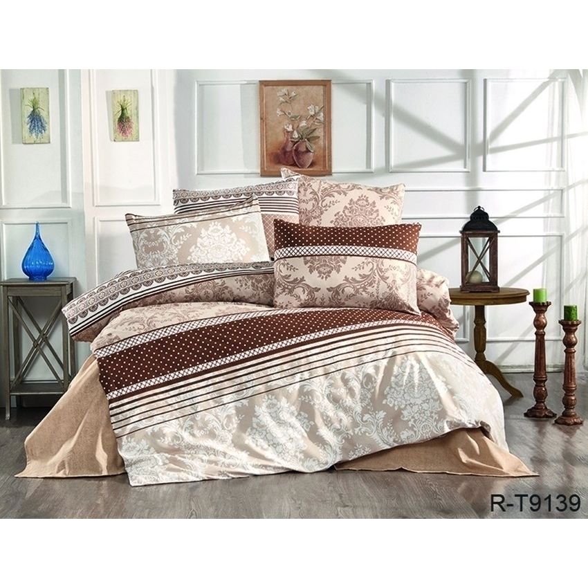 Комплект постельного белья TAG Tekstil с компаньоном Евро 000210479 (R-T9139) - фото 1