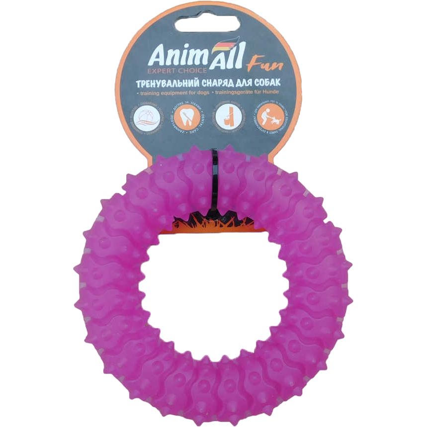 Игрушка для собак AnimAll Fun AGrizZzly Кольцо с шипами фиолетовая 12 см - фото 1
