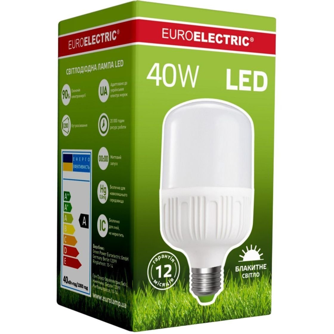 Светодиодная лампа Euroelectric LED Сверхмощная Plastic, 40W, E27, 6500K (40) (LED-HP-40276(P)) - фото 4