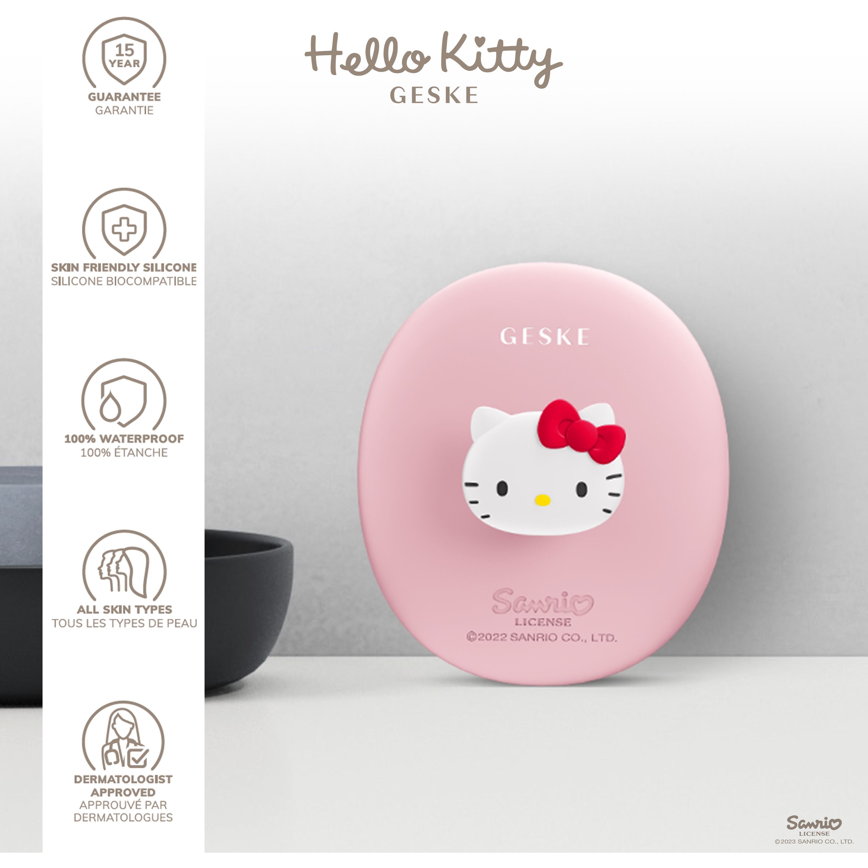 Щетка для лица GESKE Facial Brush 3 в 1 by Hello Kitty с держателем розовая - фото 5