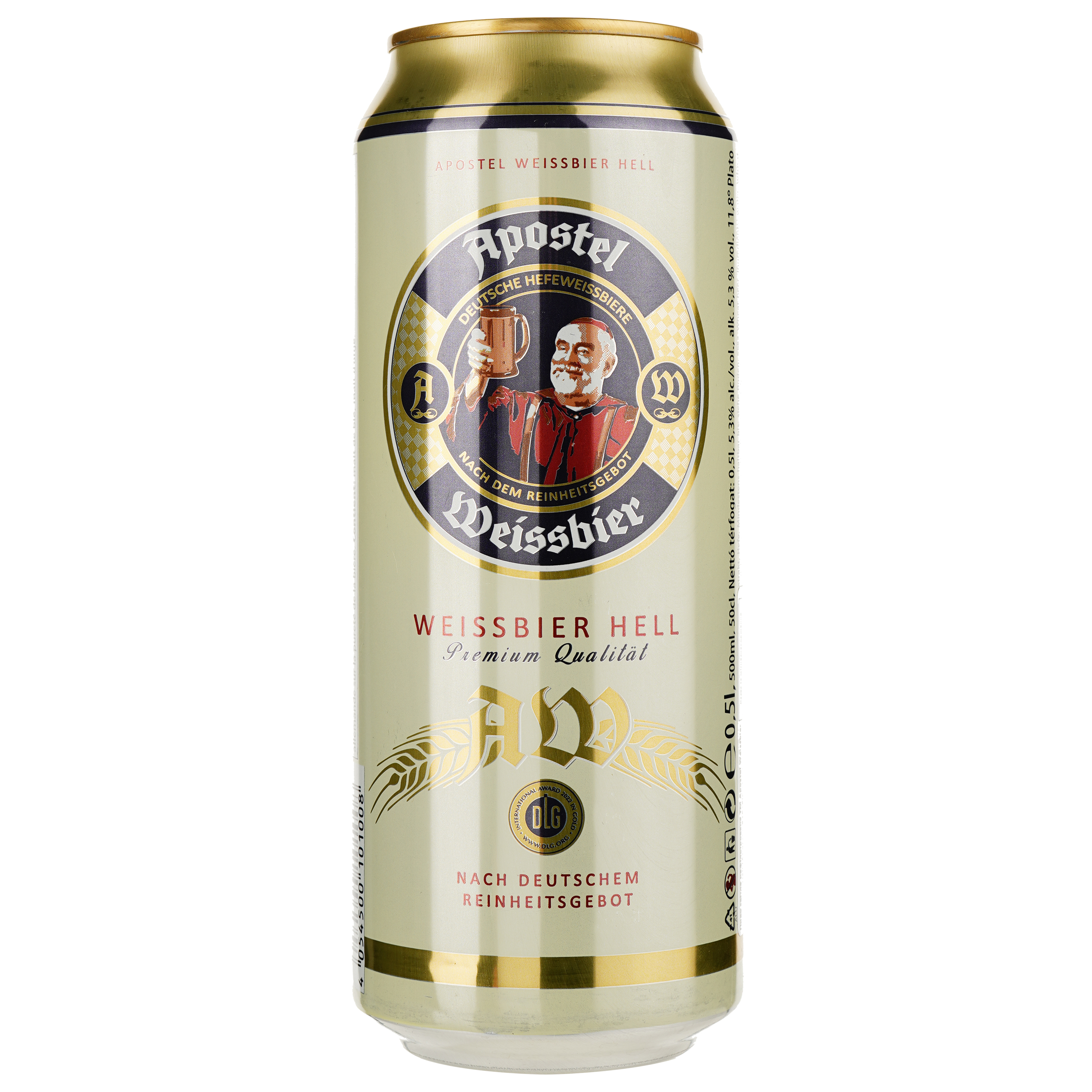 Пиво Apostel Weissbier Hell, светлое, нефильтрованное, 5% 0.5 л ж/б - фото 1