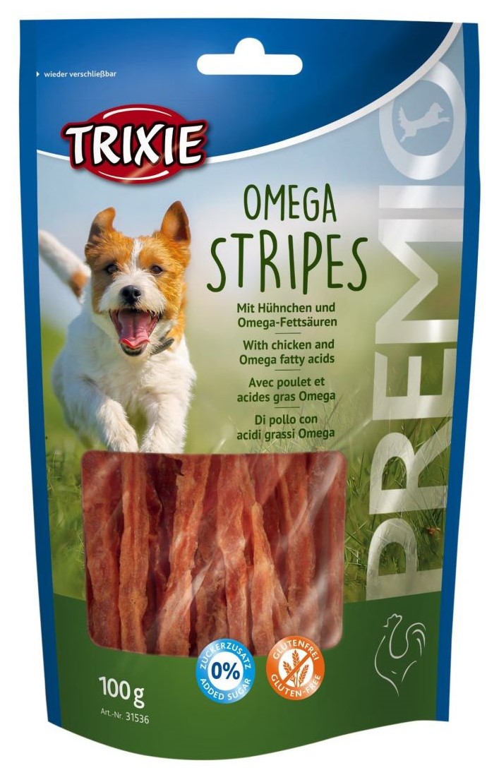 Лакомство для собак Trixie Premio Omega Stripes, с курицей, 100 г - фото 1