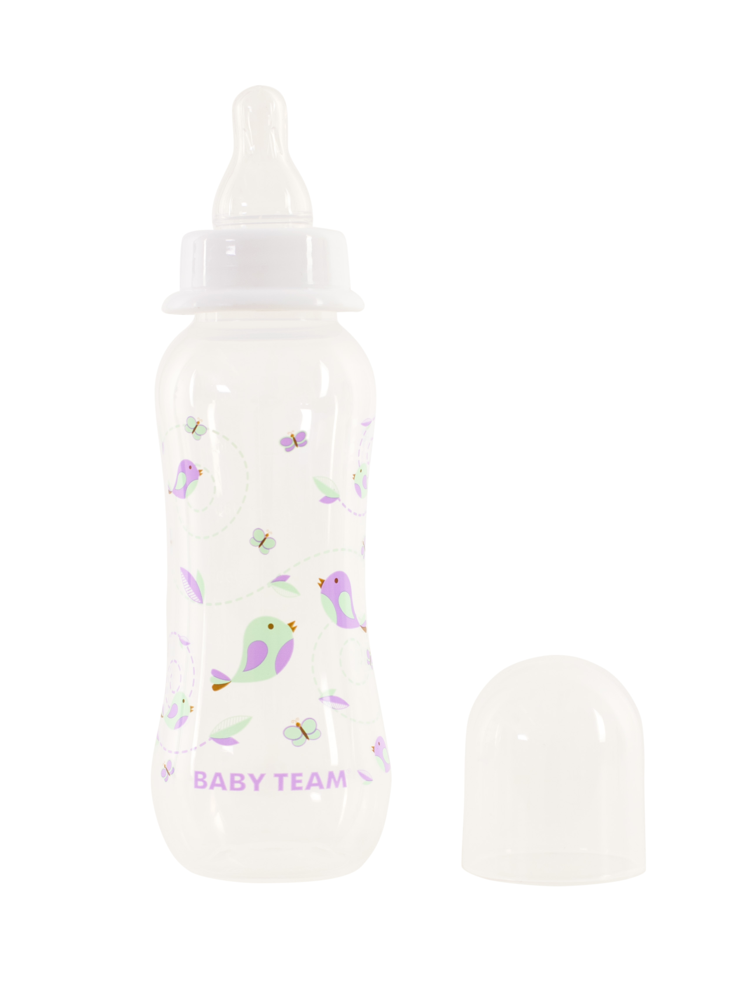 Пляшечка для годування Baby Team, з талією та силіконовою соскою, 250 мл, білий (1121_белый) - фото 2