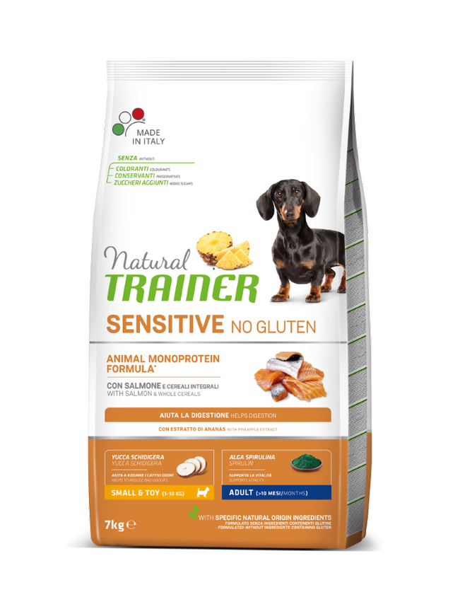 Монопротеиновый сухой корм для собак с чувствительным пищеварением Natural Trainer Dog Sensitive Adult Mini, лосось, 7 кг - фото 1