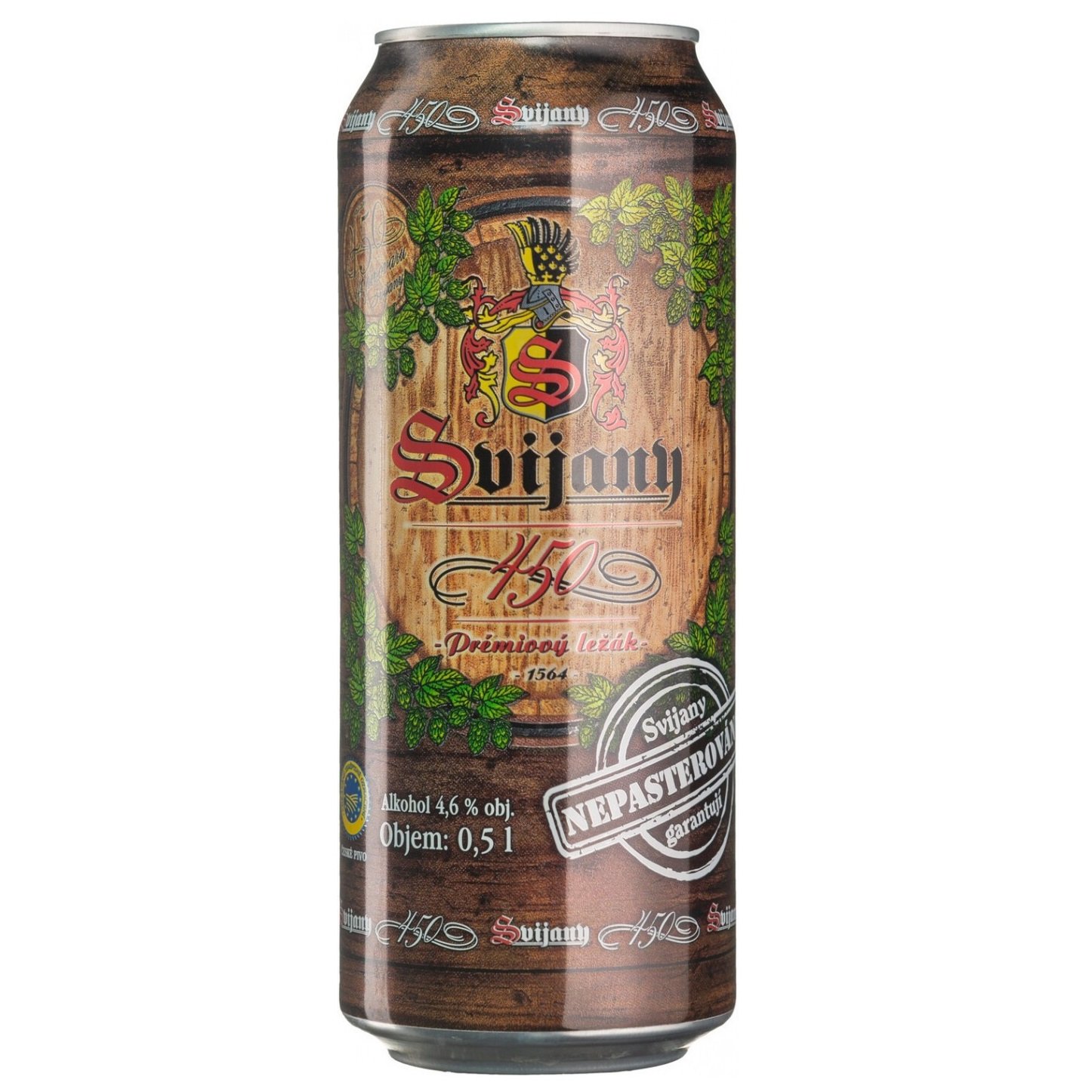 Пиво Svijany 450, средне-светлое, 4,6%, ж/б, 0,5 л (47123) - фото 1