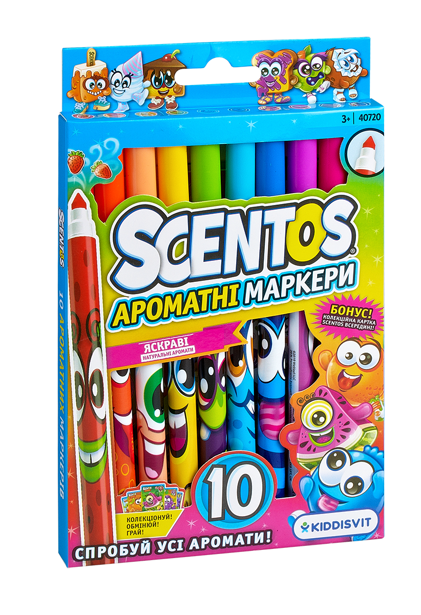 Набір ароматних маркерів для малювання Scentos Тонка лінія, 10 кольорів (40720) - фото 1