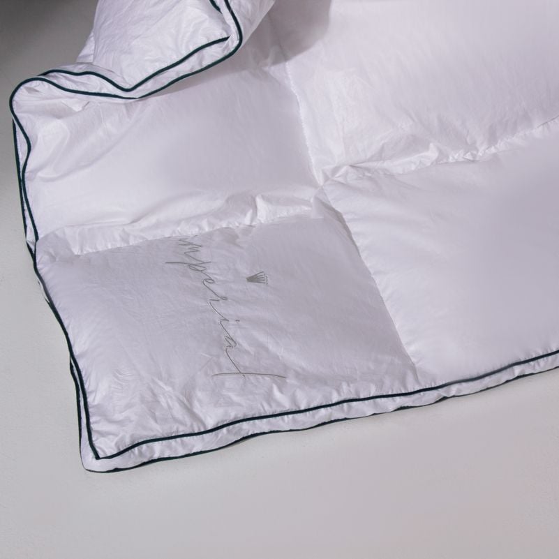 Одеяло пуховое MirSon Imperial Delight, летнее, 220х200 см, белое с зеленым кантом - фото 7