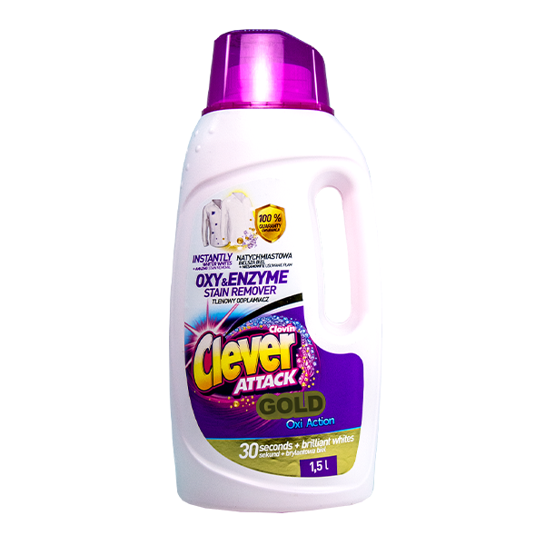 Кислородный пятновыводитель Clever Attack Gold, 1,5 л (040-9812) - фото 1