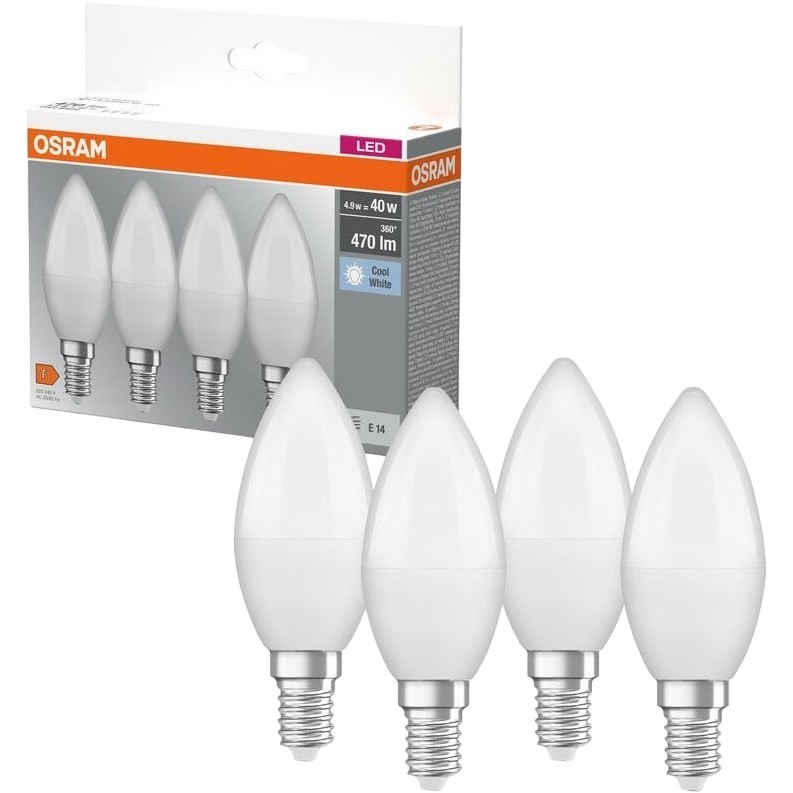 Набор ламп Osram LED E14 4.9W 2700К 470Lm B40 4 шт. (4058075819610) - фото 1