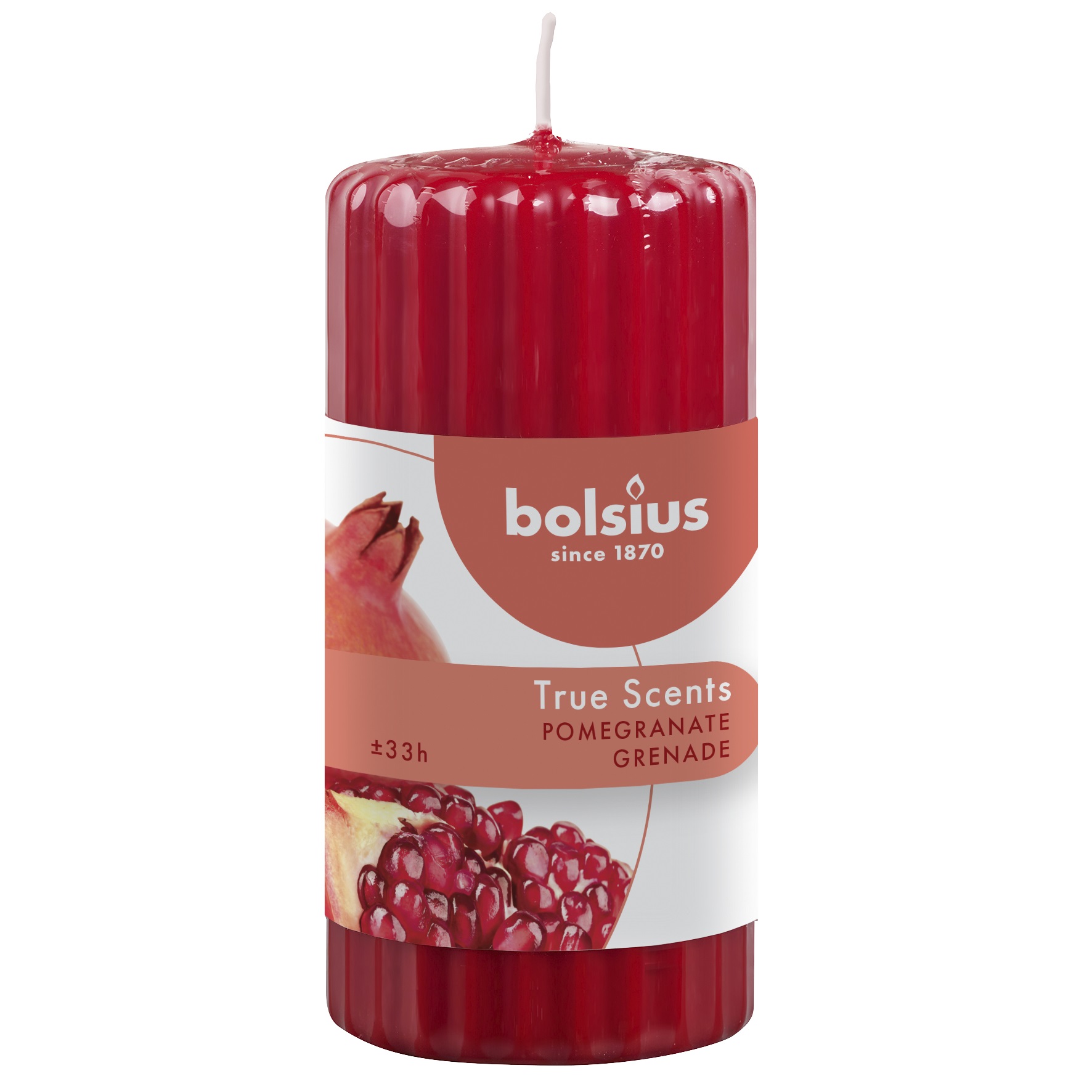Свічка Bolsius True scents Гранат стовпчик, 12х5,8 см, червоний (266715) - фото 1