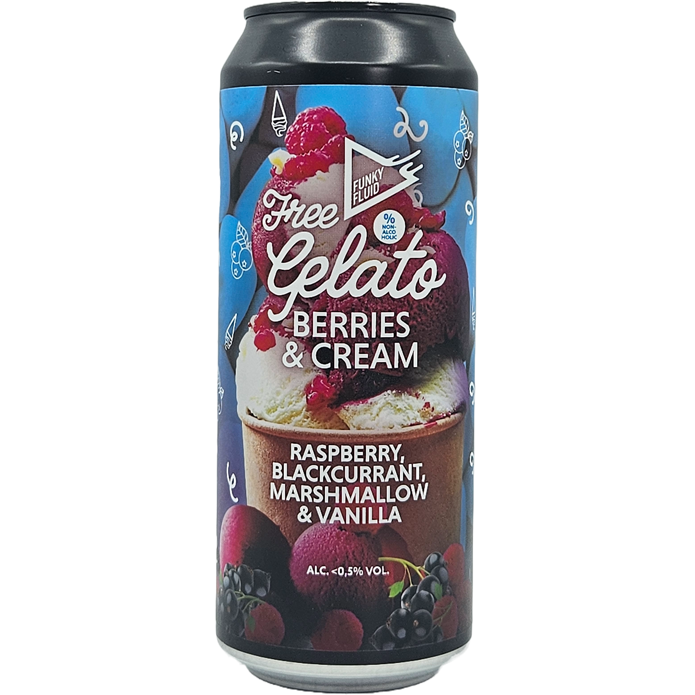 Пиво безалкогольне Funky Fluid Free Gelato Berries & Cream темне 0.5 л ж/б - фото 1