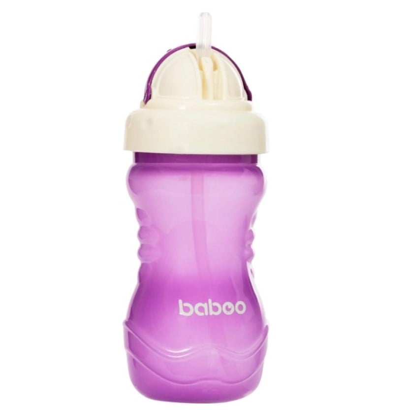 Чашка-непроливайка Baboo, с силиконовой соломинкой, 9+ мес., 360 мл, фиолетовая (8-128) - фото 1