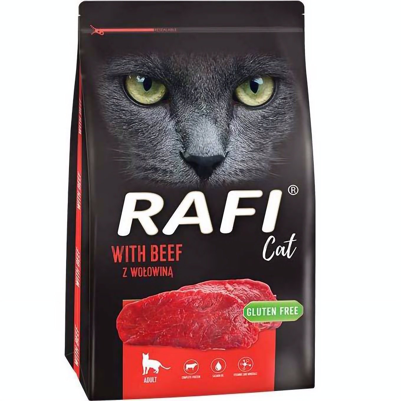 Сухий корм для дорослих котів Dolina Noteci Rafi Сat з яловичиною 7 кг - фото 1