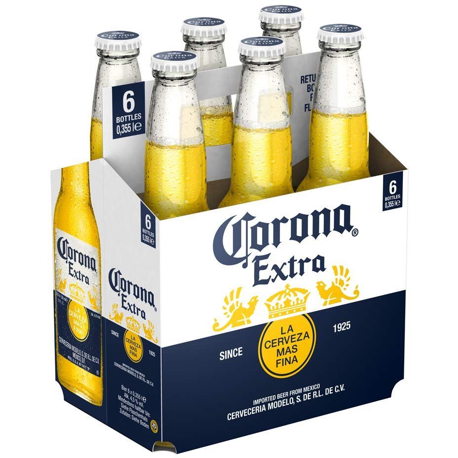 Пиво Corona Extra светлое пастеризованное 4.5% 1.98 л (6 шт. х 0.33 л) - фото 1