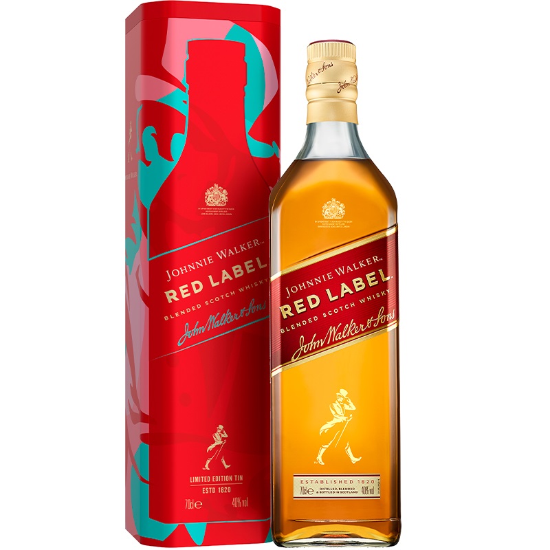 Віскі Johnnie Walker Red label Tin, в металевій коробці, 40%, 0,7 л - фото 1