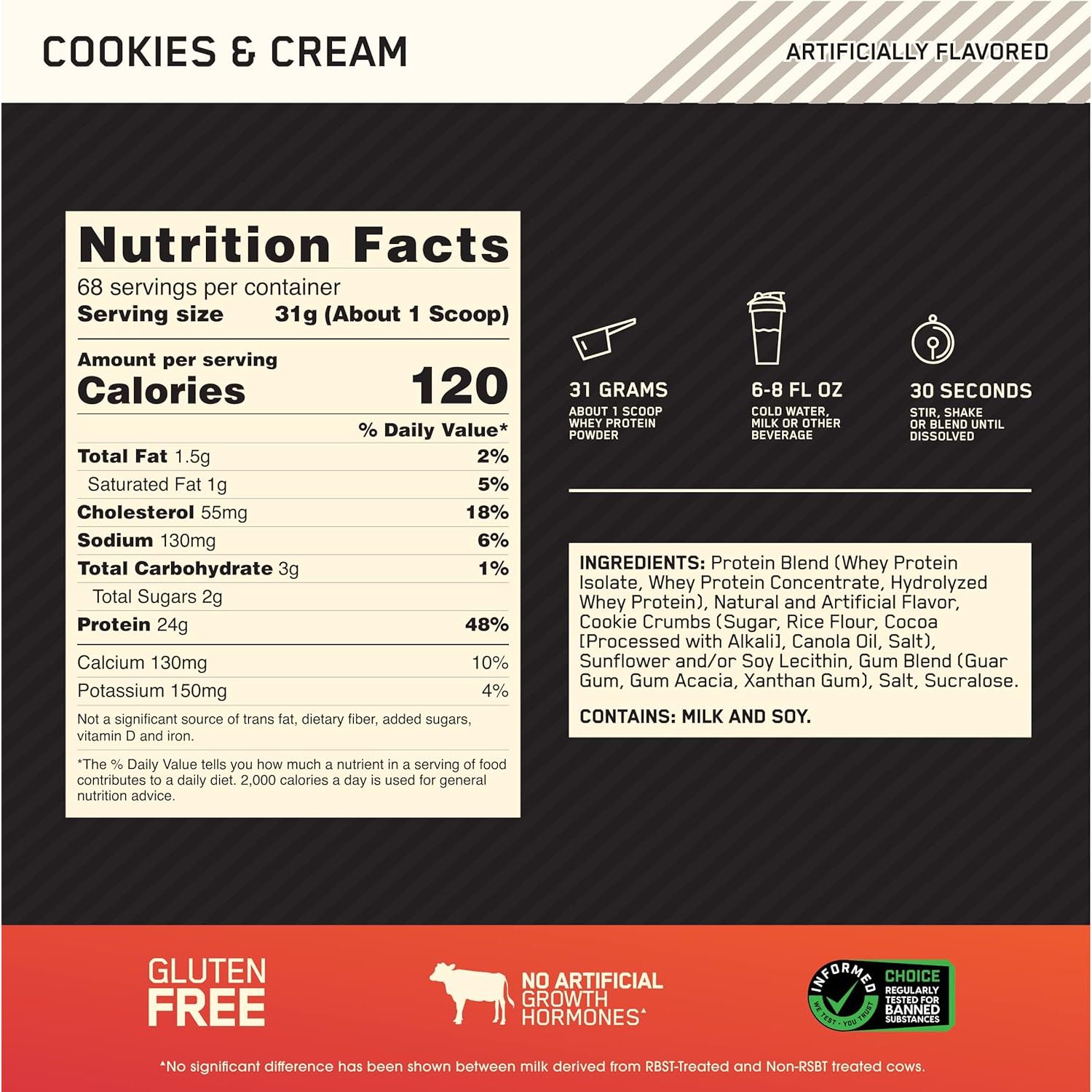 Сироватковий протеїн Optimum Nutrition Whey Gold Standard Cookies and Cream 2.11 кг - фото 4