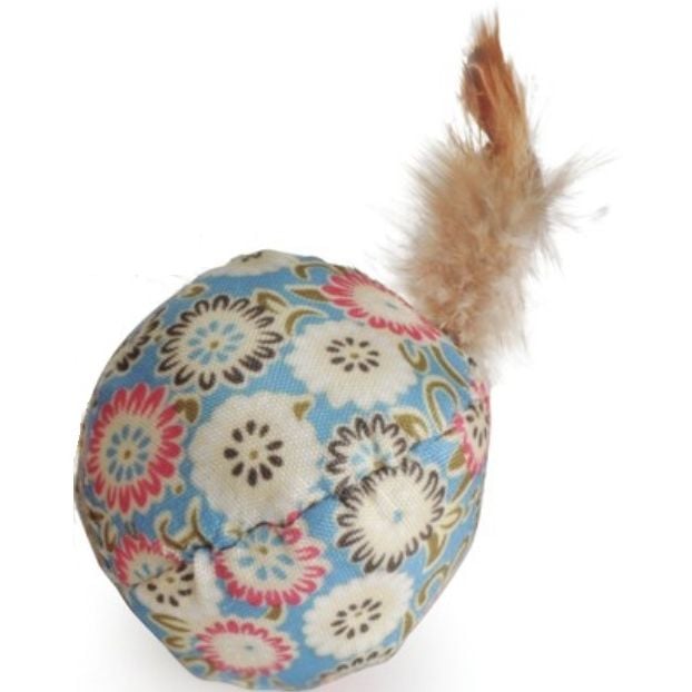 Игрушка для кошек Camon мячики с цветочным рисунком и перьями, в ассортименте - фото 1