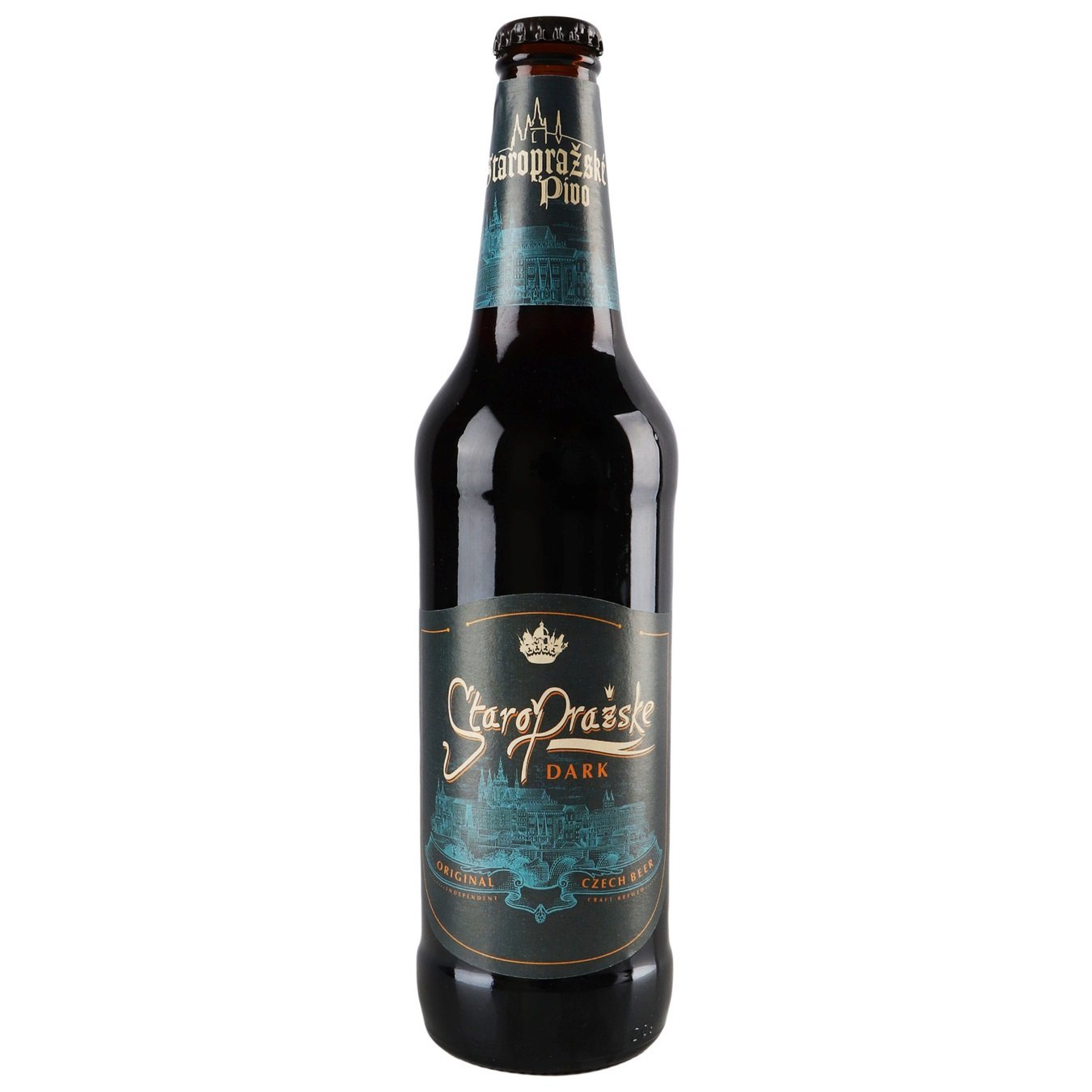 Пиво Staroprazske Dark, темное, фильтрованное, 4,5%, 0,5 л - фото 1