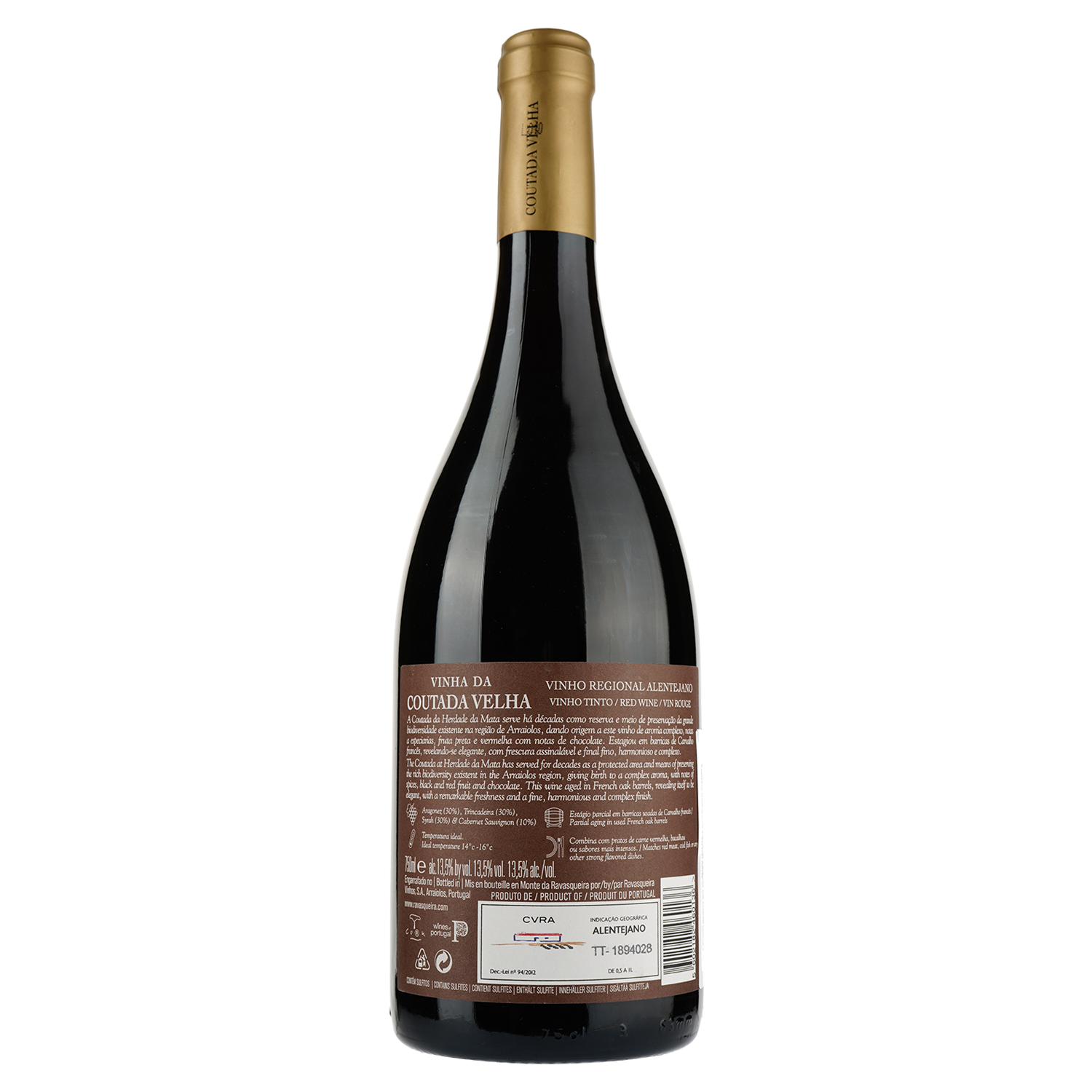 Вино Ravasqueira Vinha da Coutada Velha, червоне, сухе, 0,75 л (136-21) - фото 3
