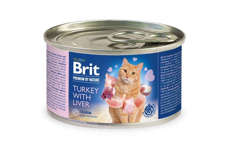 Влажный корм для котов Brit Premium by Nature Turkey with Liver, индейка с печенью, 200 г - фото 1