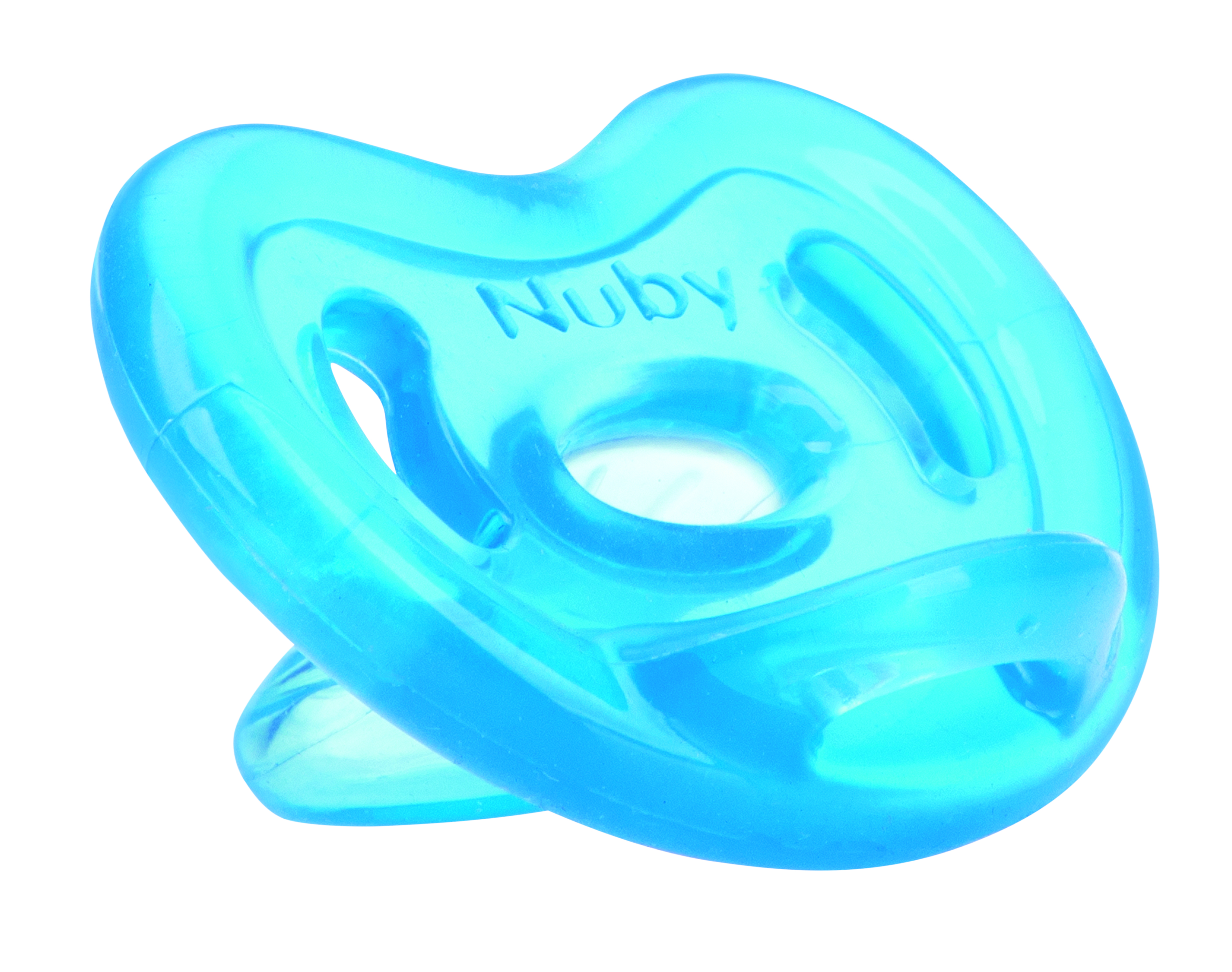 Силиконовая ортодонтическая пустышка Nuby, с естественным движением соска, 0-6 мес., голубой (NV0202003SOSblue) - фото 1