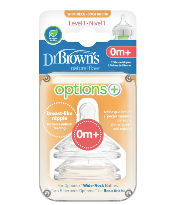 Соска для бутылочки с широким горлышком Dr. Brown's Options+, 0+ мес., 2 шт. (WN1201-INTL) - фото 2
