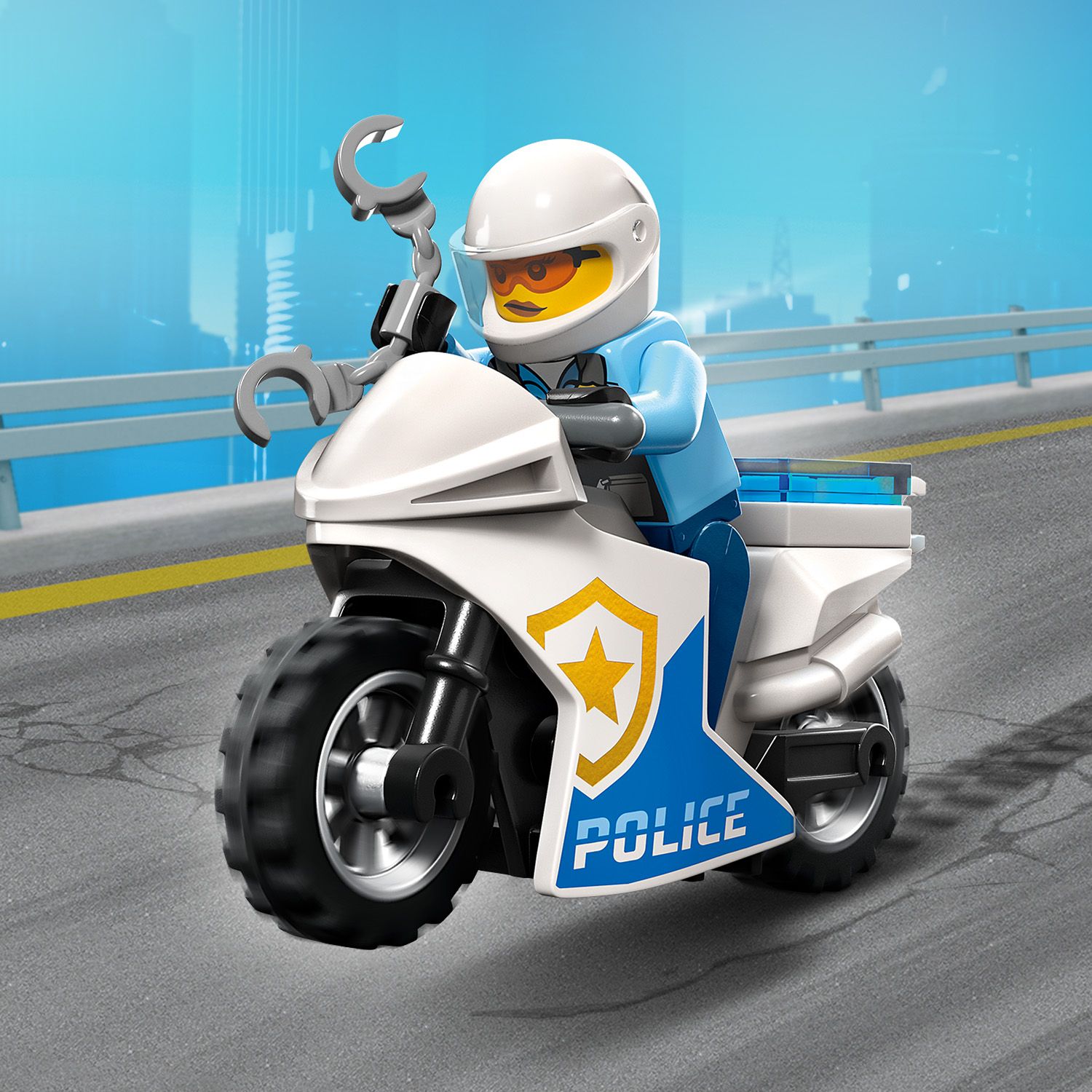 Конструктор LEGO City Преследование автомобиля на полицейском мотоцикле, 59 деталей (60392) - фото 6