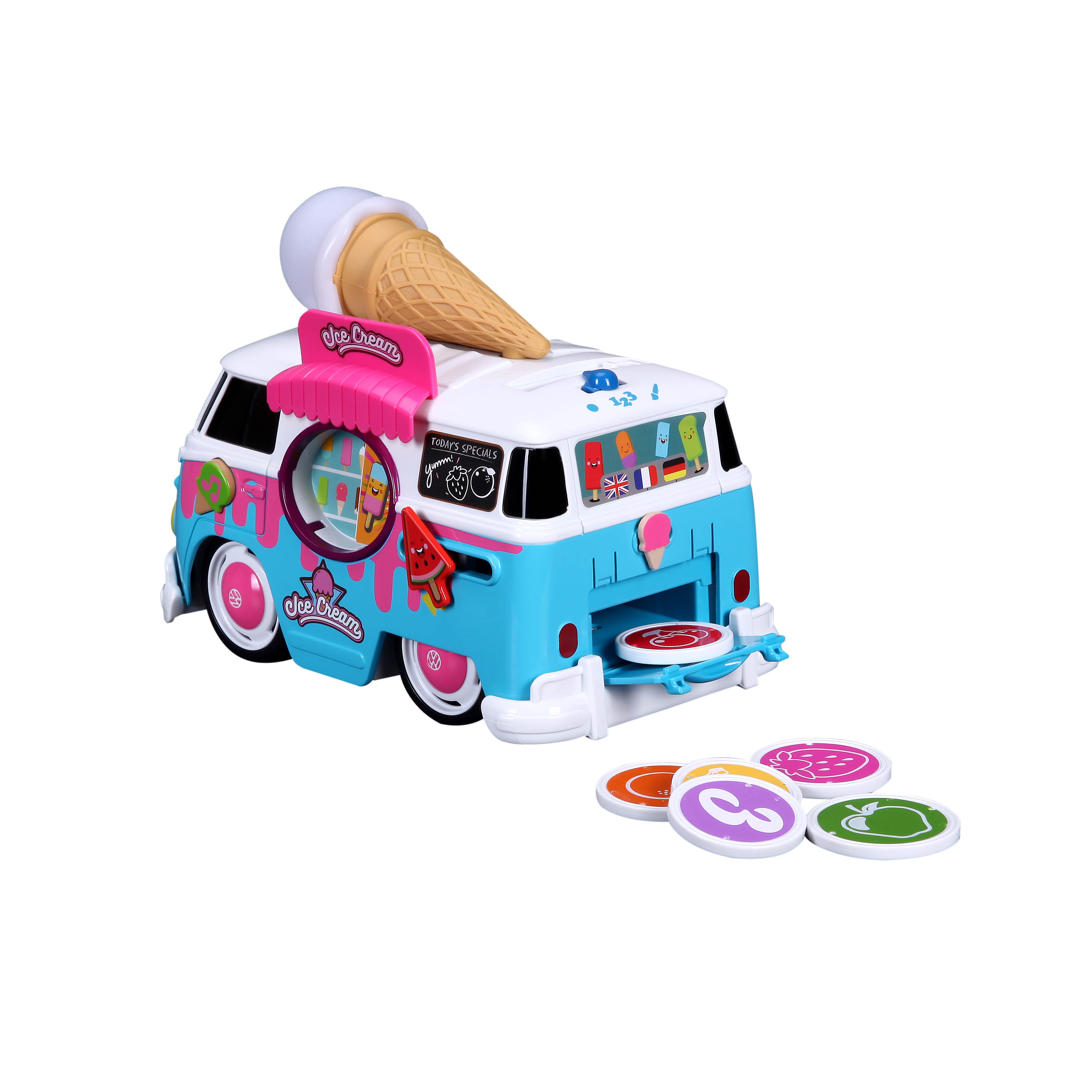 Автомодель Bb Junior Magic Ice Cream Bus VW Samba Bus со световыми и звуковыми эффектами (16-88610) - фото 6