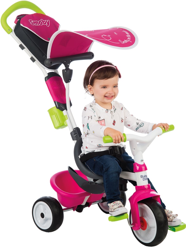 Трехколесный велосипед Smoby Toys Беби Драйвер с козырьком и багажником, розовый (741201) - фото 9
