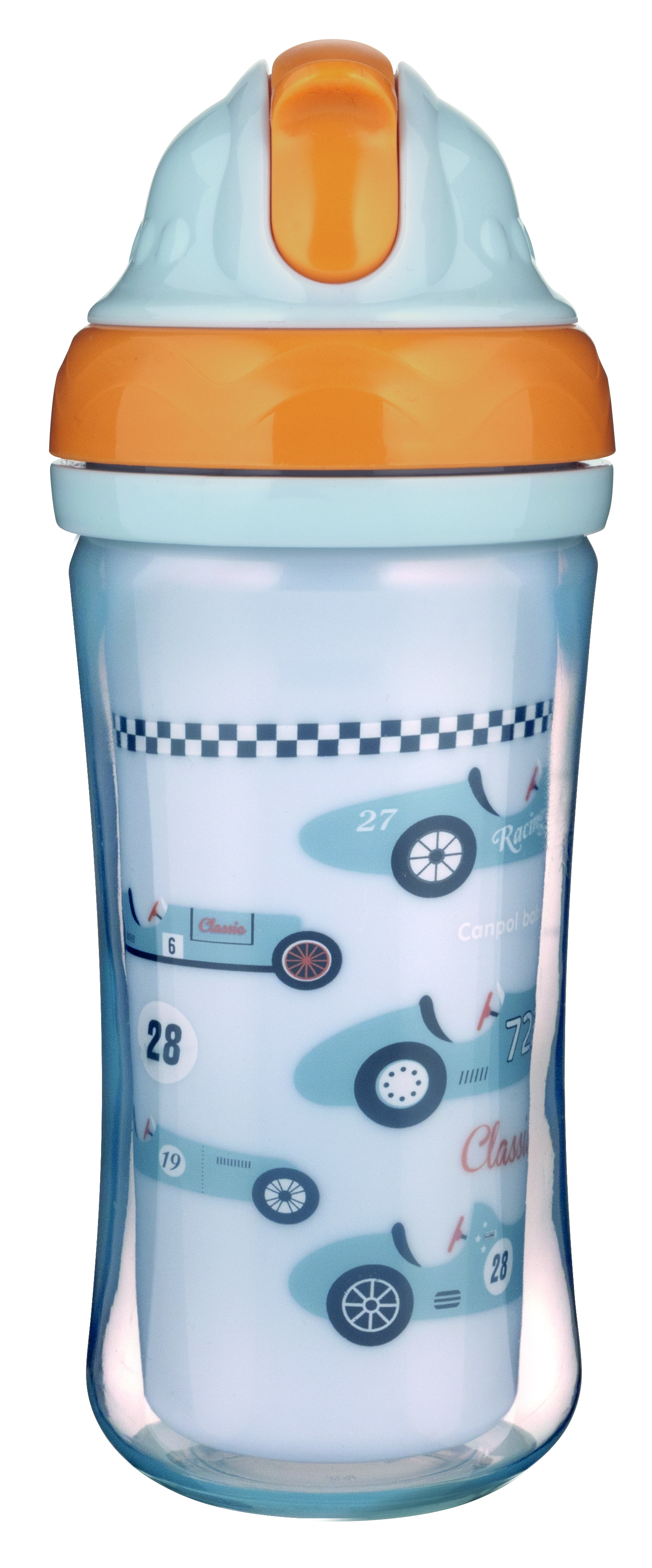 Бутылка для воды и напитков Canpol babies Авто, с силиконовой трубочкой и двойными стенками, 260 мл, голубой (74/053) - фото 1