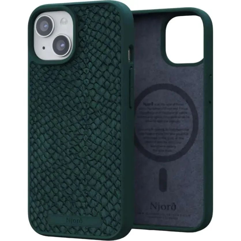 Чехол-накладка Njord Salmon Leather MagSafe Case Green для iPhone 15 - фото 1