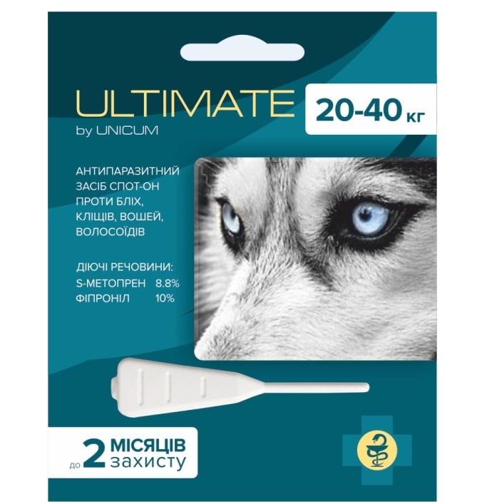 Краплі Unicum Ultimate від бліх, кліщів, вошей та власоїдів для собак, 20-40 кг (UL-046) - фото 1