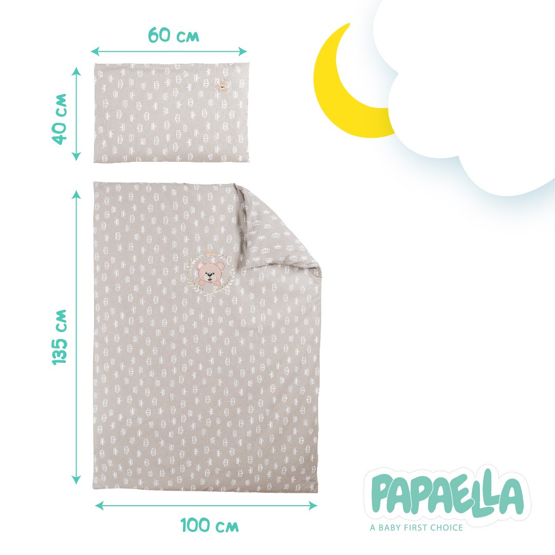 Комплект постельного белья для младенцев в кроватку Papaella Корона, бежевый, 135х100 см (8-33344) - фото 4