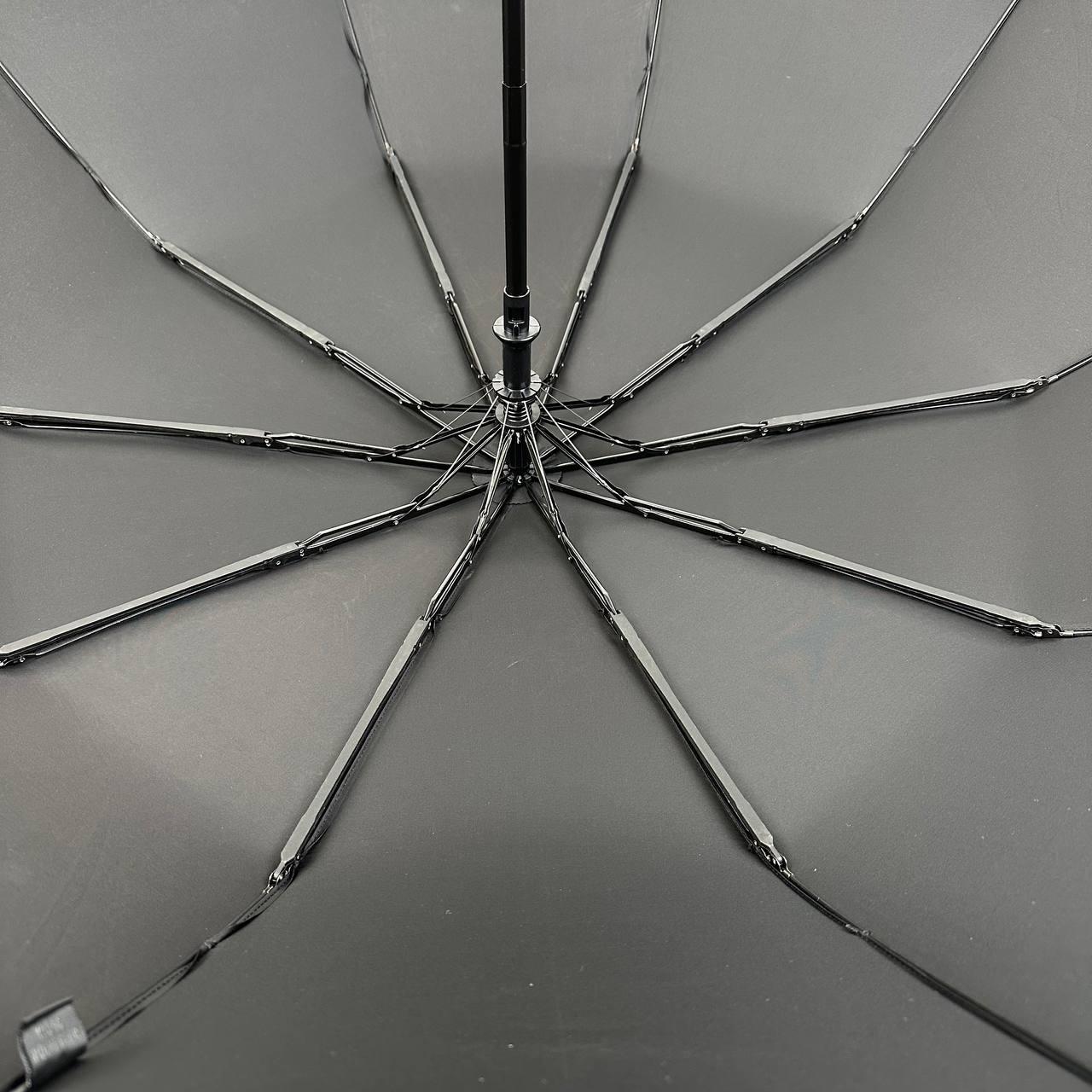Чоловіча складана парасолька напівавтомат Серебряный дождь 98 см чорна - фото 10