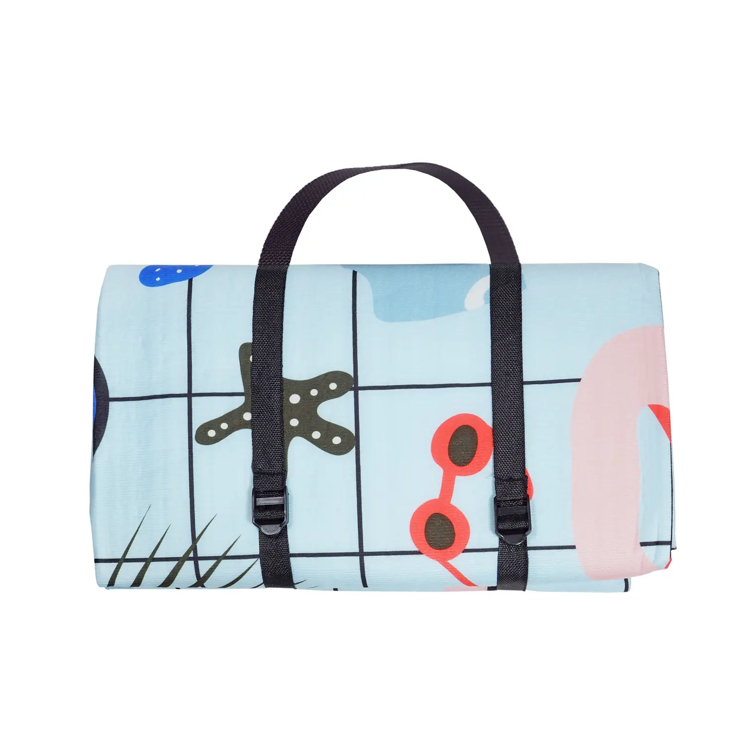 Влагостойкий коврик-сумка Supretto для пикника, 145х130 см, разноцветный (7828) - фото 4