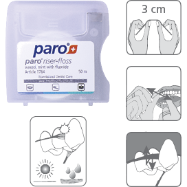 Зубная нить Paro Swiss Riser-Floss вощеная с мятой и фтором 50 м - фото 2