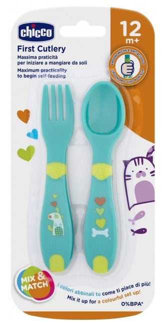 Набір Chicco First Cutlery: ложка і виделка, 12м +, зелений (16101.30) - фото 2