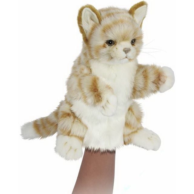 М'яка іграшка на руку Hansa Puppet Імбирний кіт, 30 см, білий з помаранчевим (7182) - фото 1