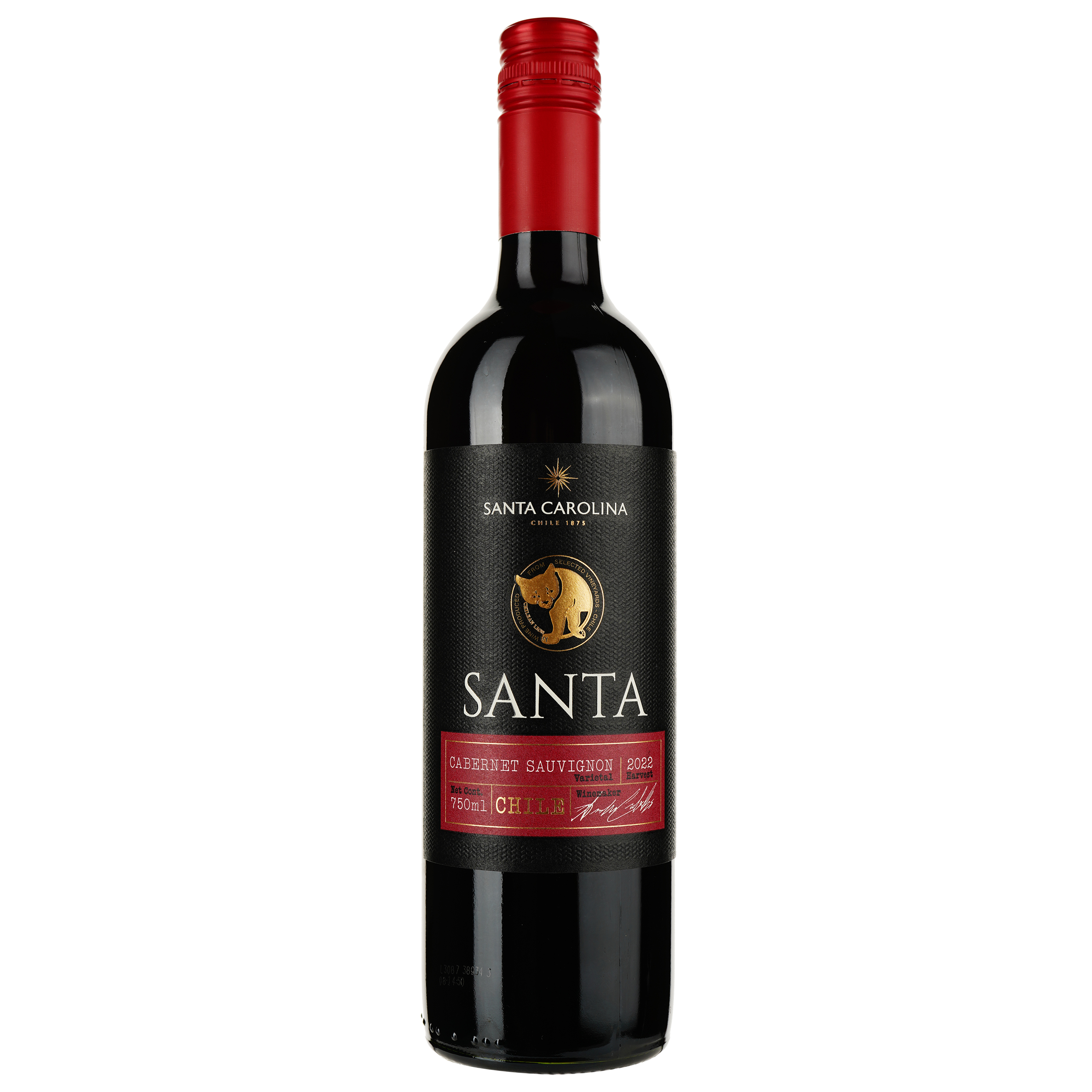 Вино Santa Carolina Cabernet Sauvignon, 12,5%, 0,75 л (821994) - фото 1