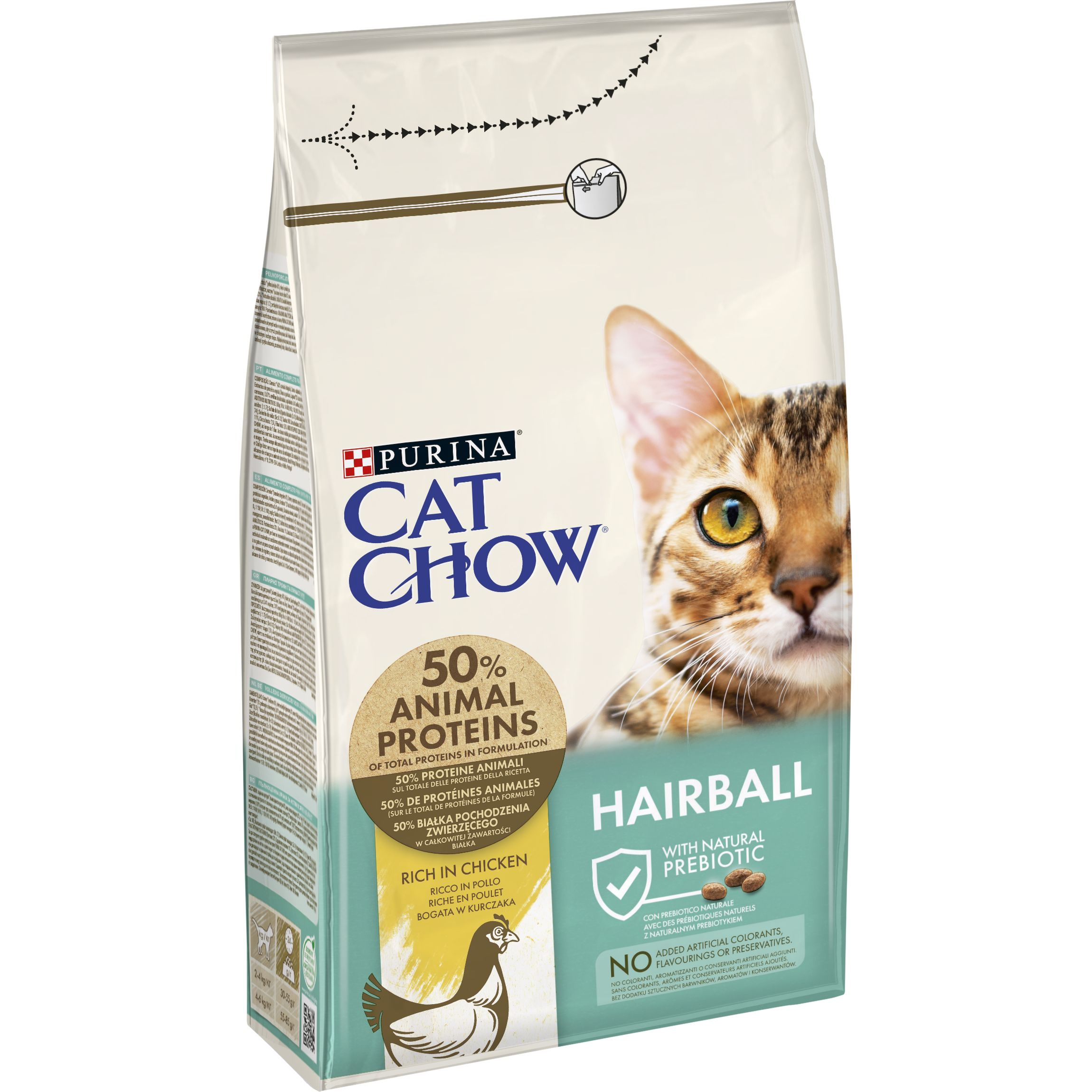 Сухой корм для кошек против образования шерстяных комков в пищеварительном тракте Cat Chow Hairball Control с курицей 1.5 кг - фото 3