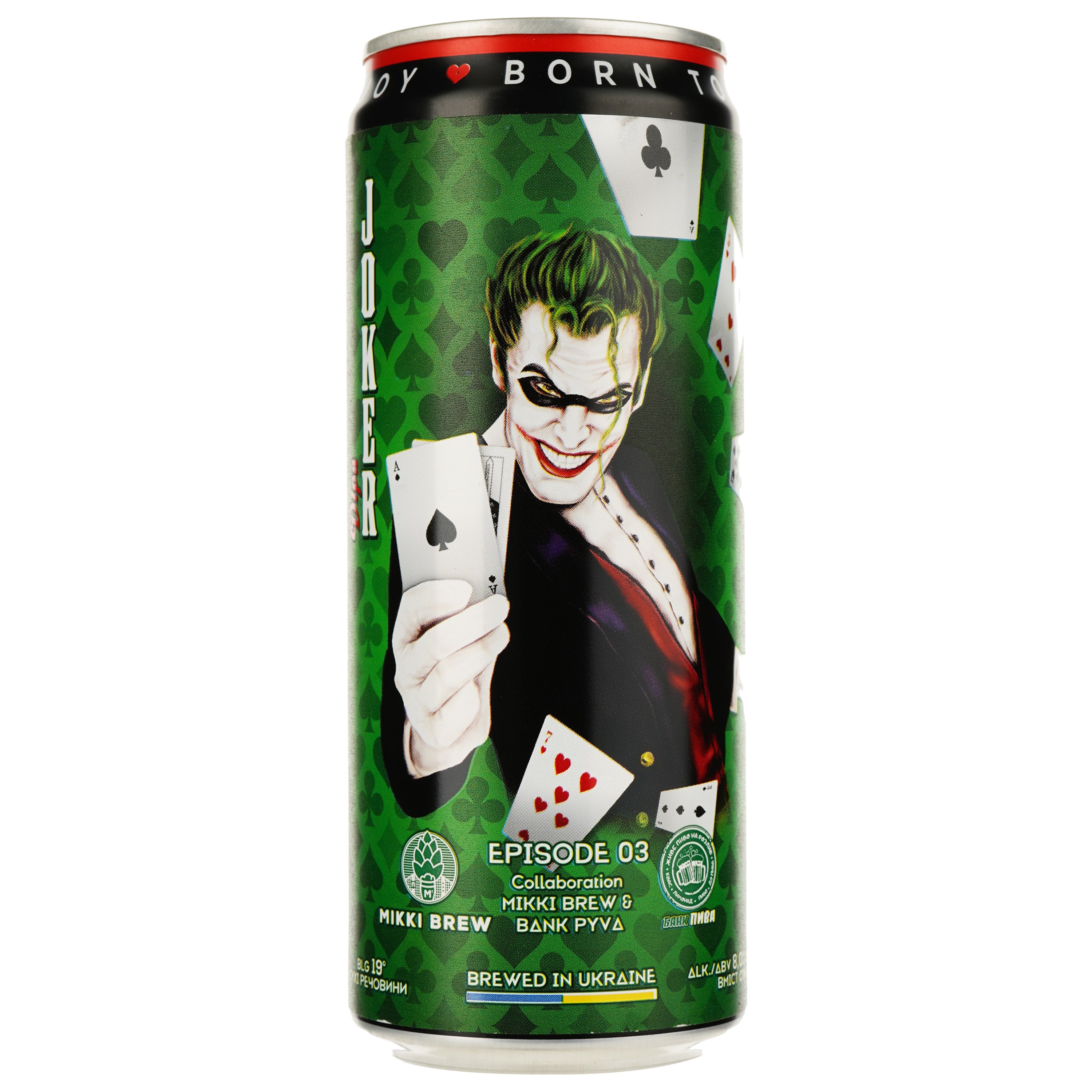 Пиво Mikki Brew Joker, світле, нефільтроване, 8%, з/б, 0,33 л - фото 1