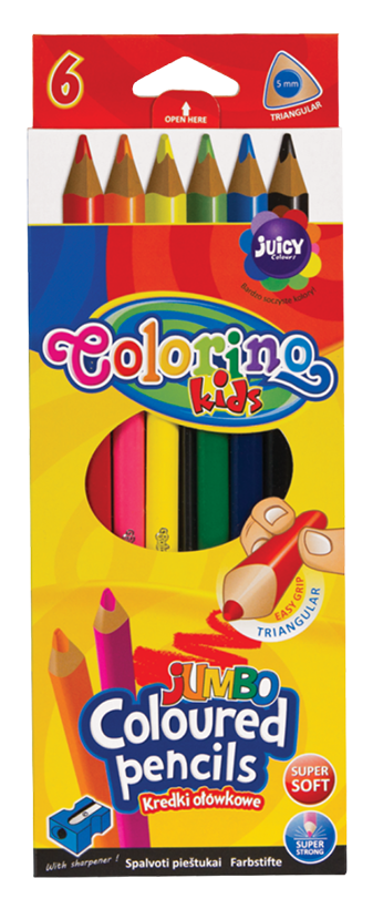 Олівці кольорові Colorino Jumbo, з точилкою, 6 кольорів, 6 шт. (15516PTR / 1) - фото 1