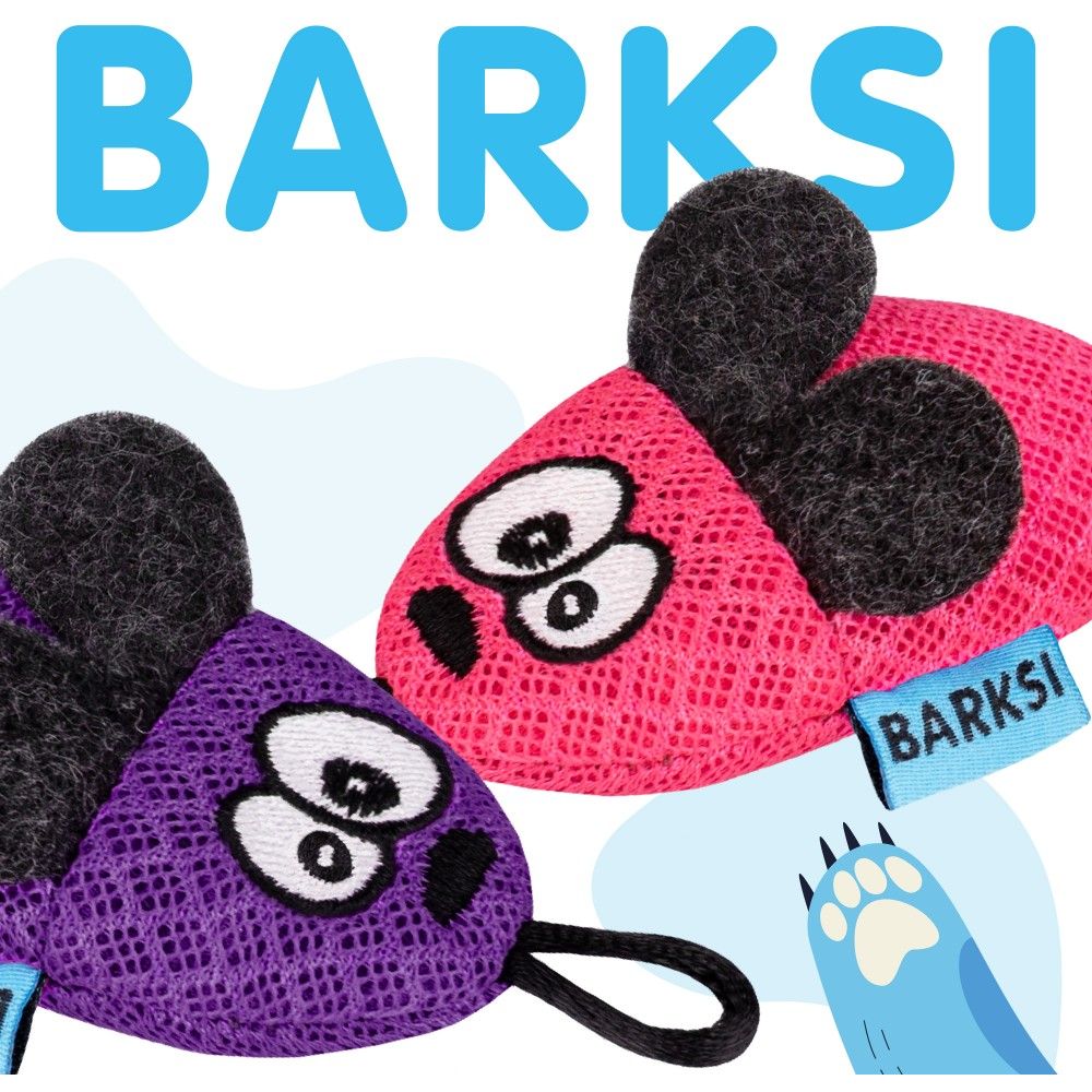 Игрушка для кошек Barksi Мышка с колокольчиком 8х4 см фиолетовая - фото 3